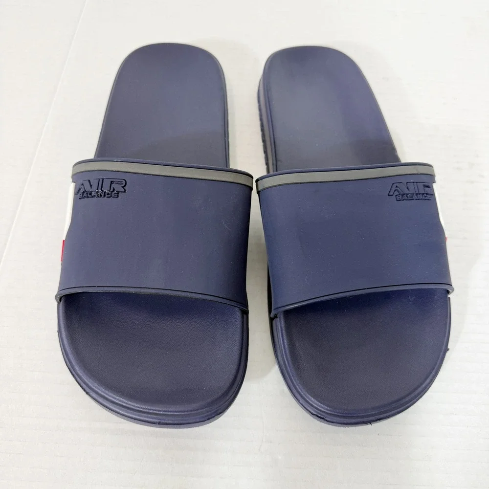 Air Balance Mens Sporty Navy Blue Red White Athletic Slide Size 11
